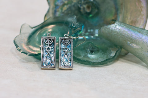Silver 925  roman glass grafted in Earrings