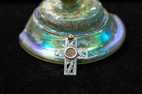 Widdow's mite cross pendant silver 925.
